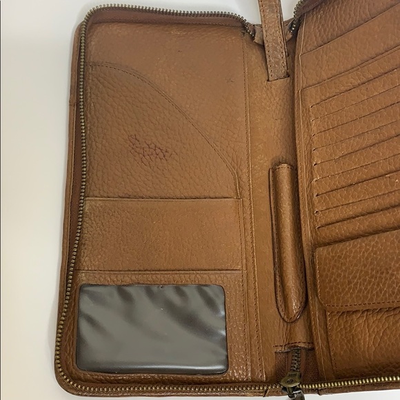 Brown Italian Leather | Business Office Zipper Portfolio Case | Binder Clutch - Picture 7 of 10